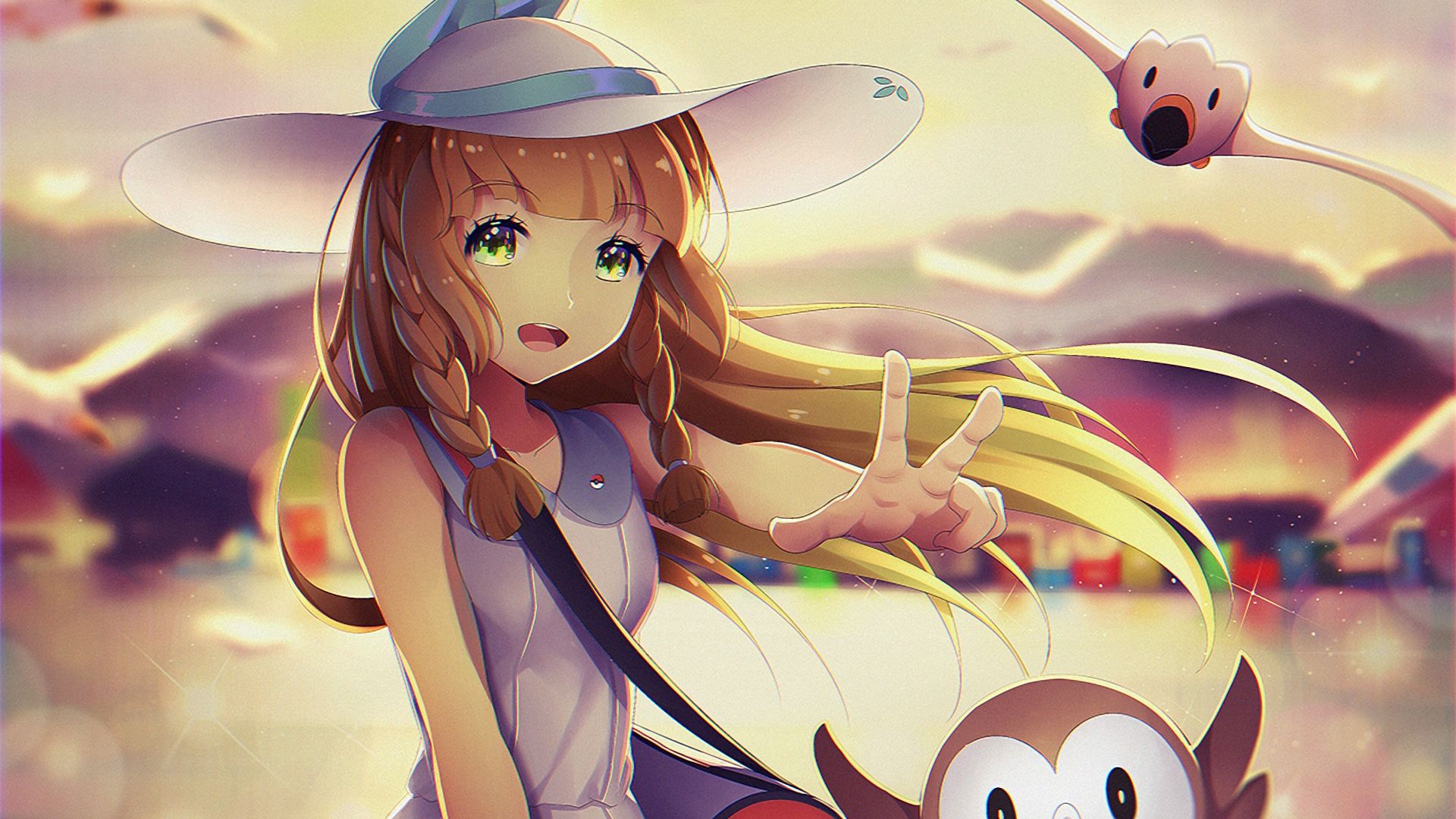 Wallpaper Blonde, anime girl, Lillie, pokemon