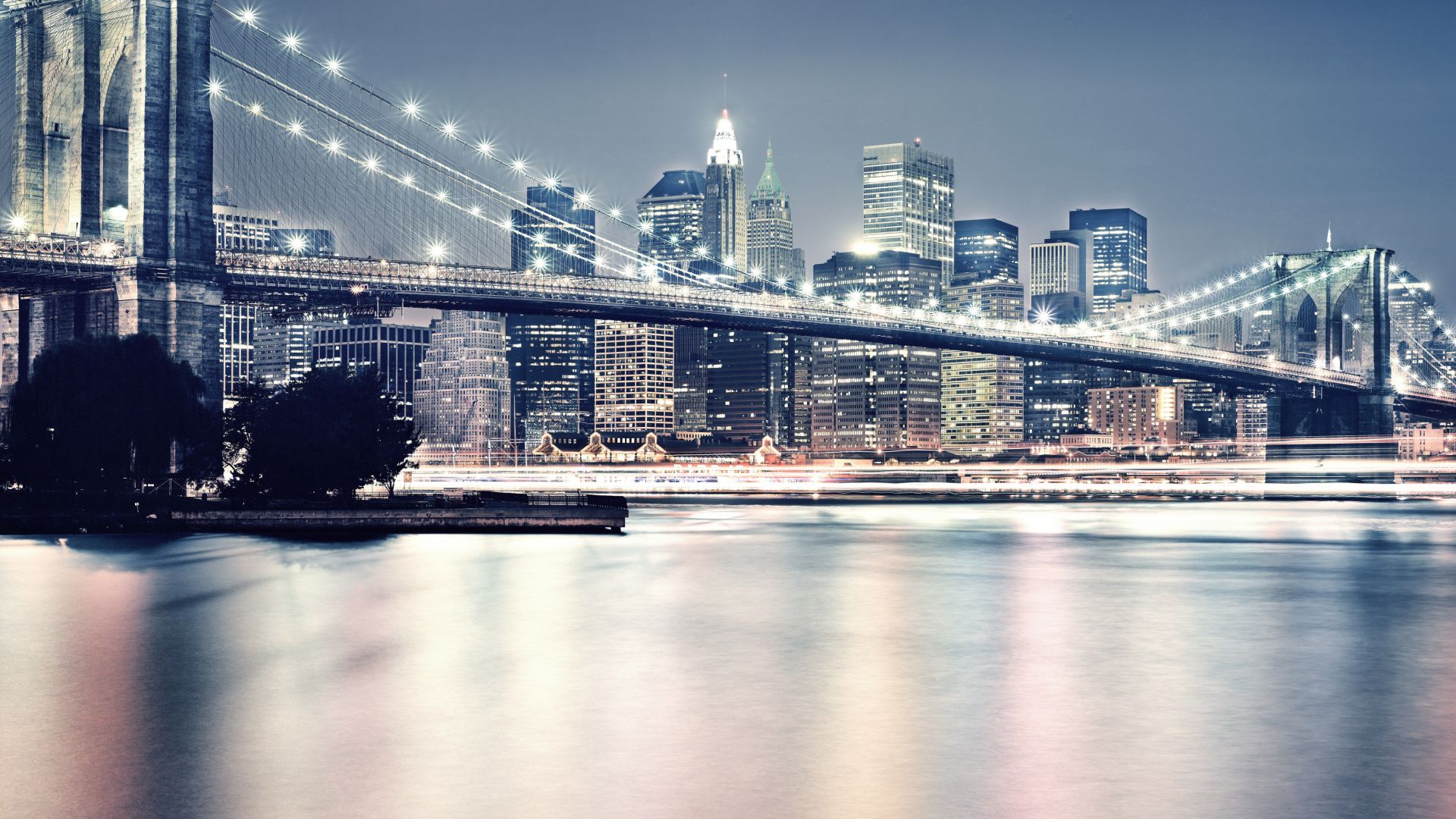 Wallpaper Brooklyn bridge at night