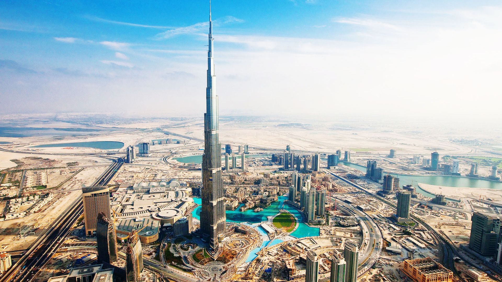 Wallpaper Burj Khalifa aka Burj Dubai aerial view