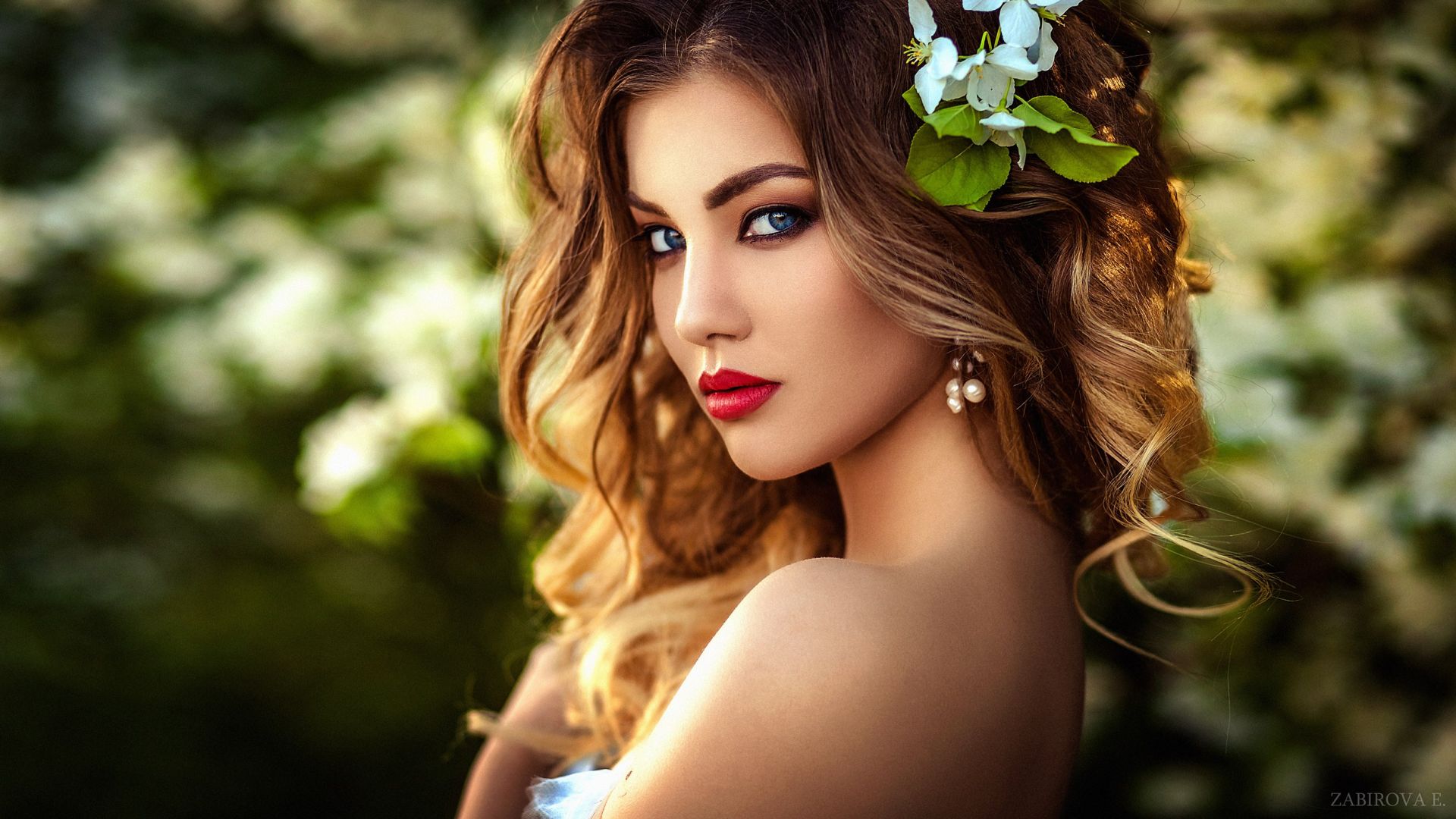Wallpaper Anastasia Frolova, girl model, red lips