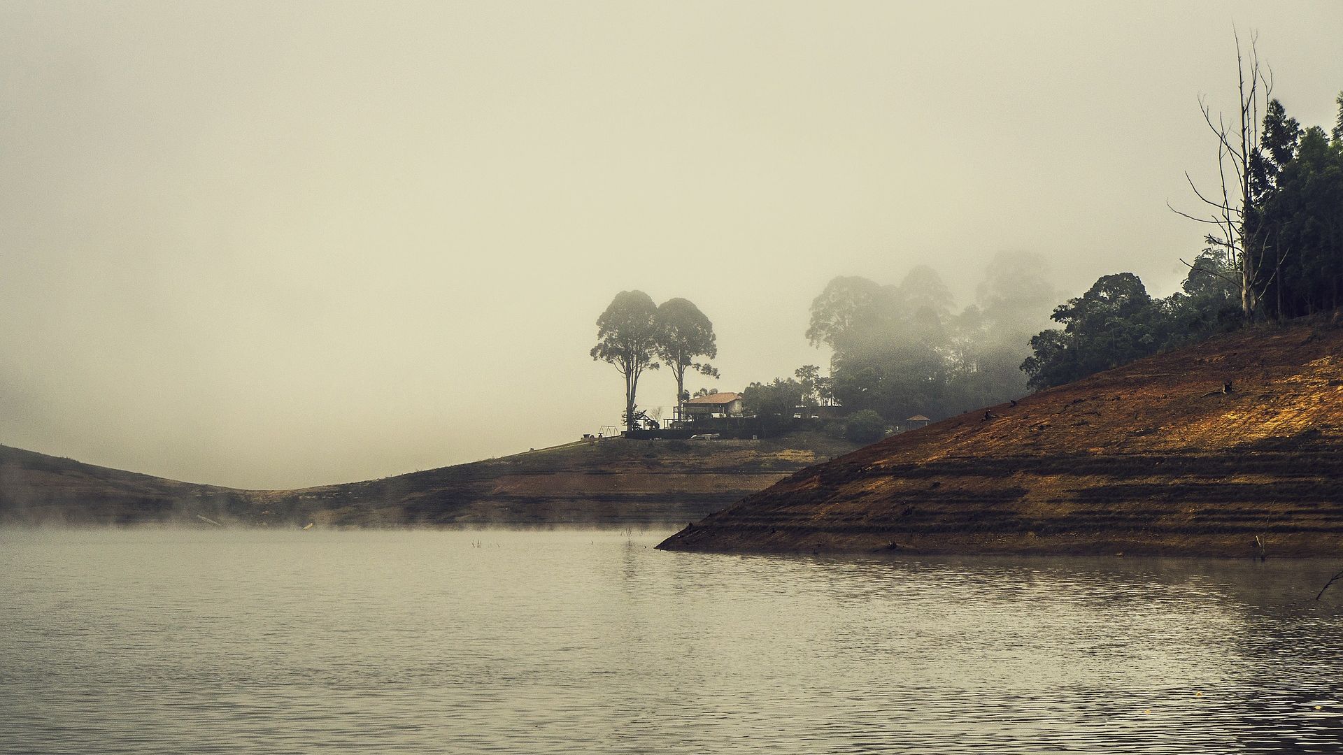 Wallpaper Fog, mist, lake, nature