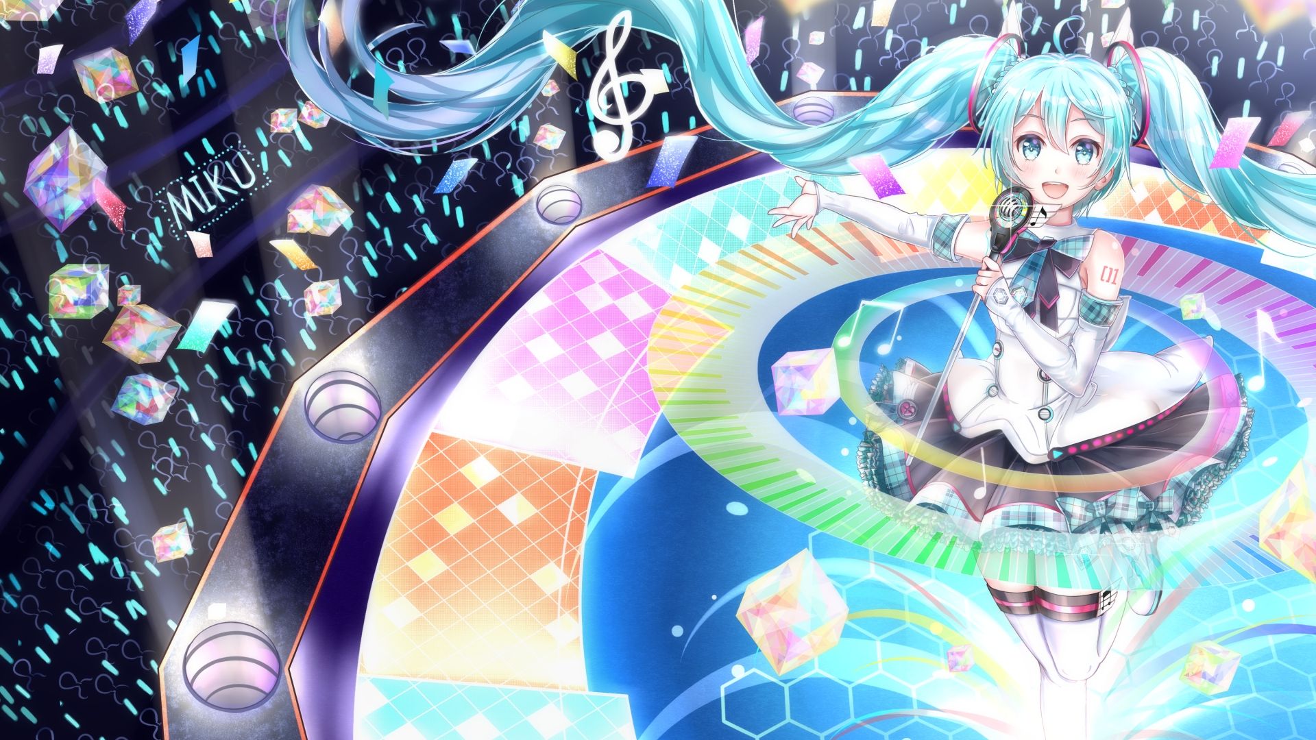 Wallpaper Hatsune Miku, sing, anime, blue hair