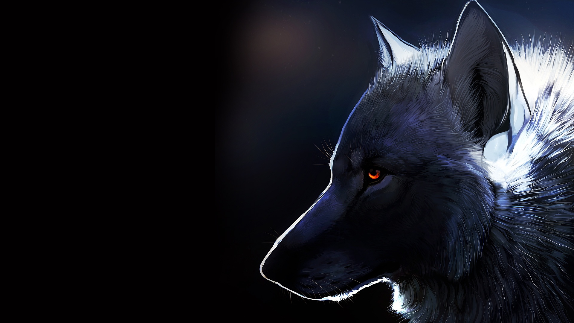 Wallpaper Wolf muzzle, dark, art