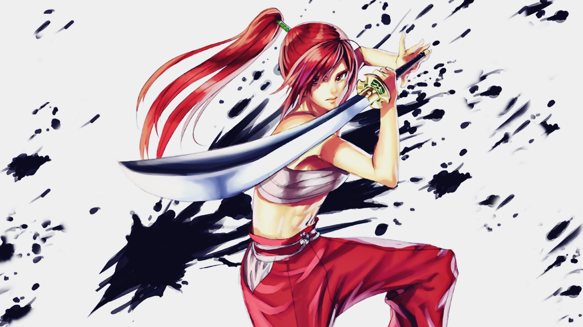 Wallpaper Erza scarlet, Fairy Tail, anime girl, sword