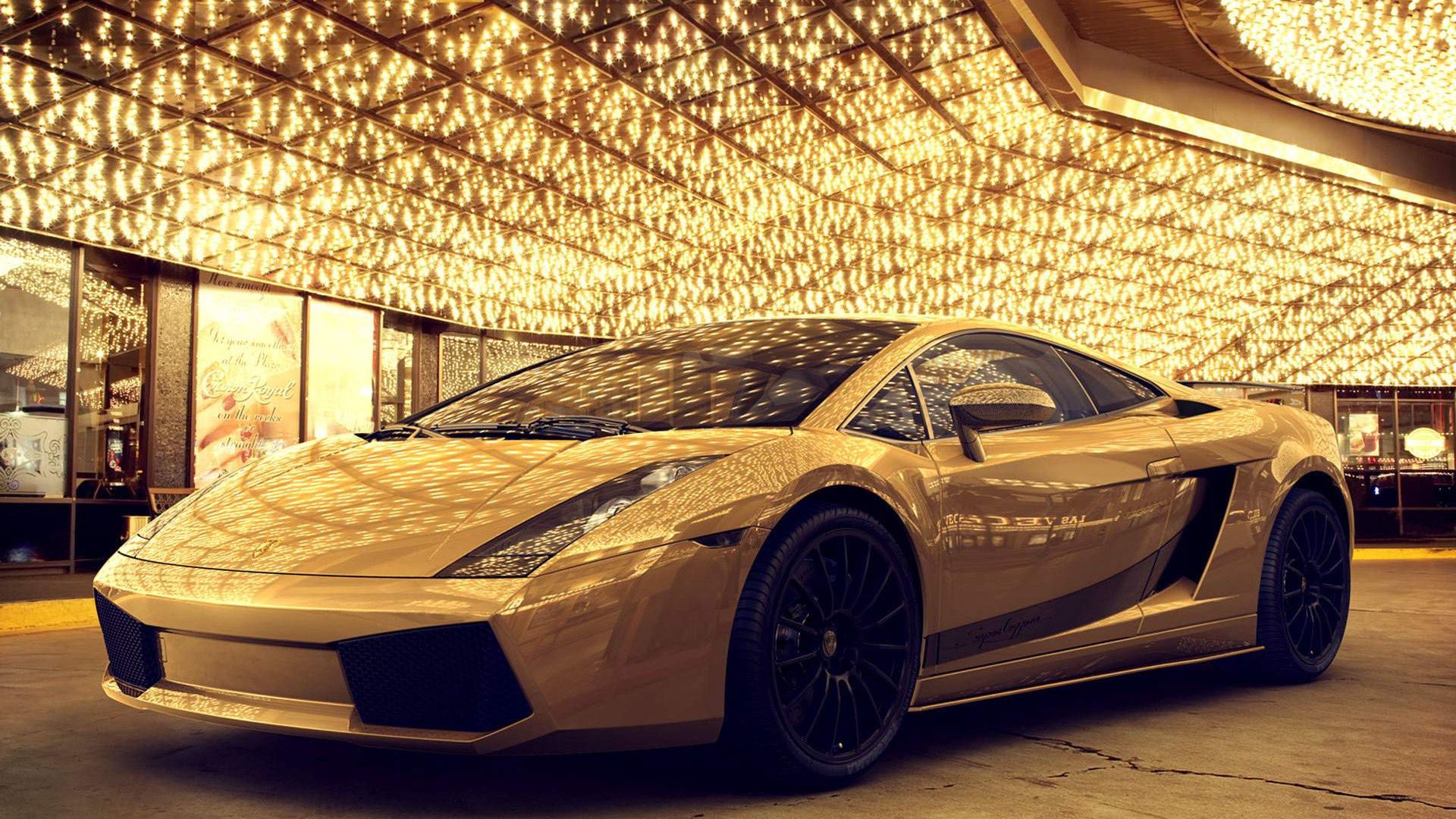 Wallpaper Gold Lamborghini car