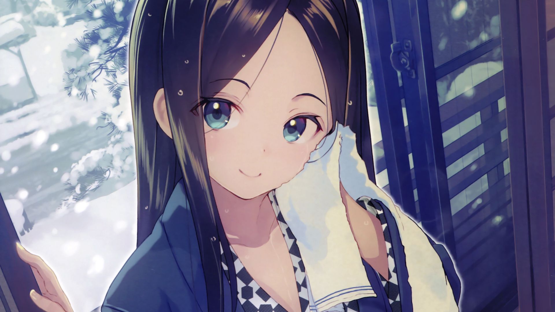 Wallpaper Cute anime girl, anime, wet hair, original