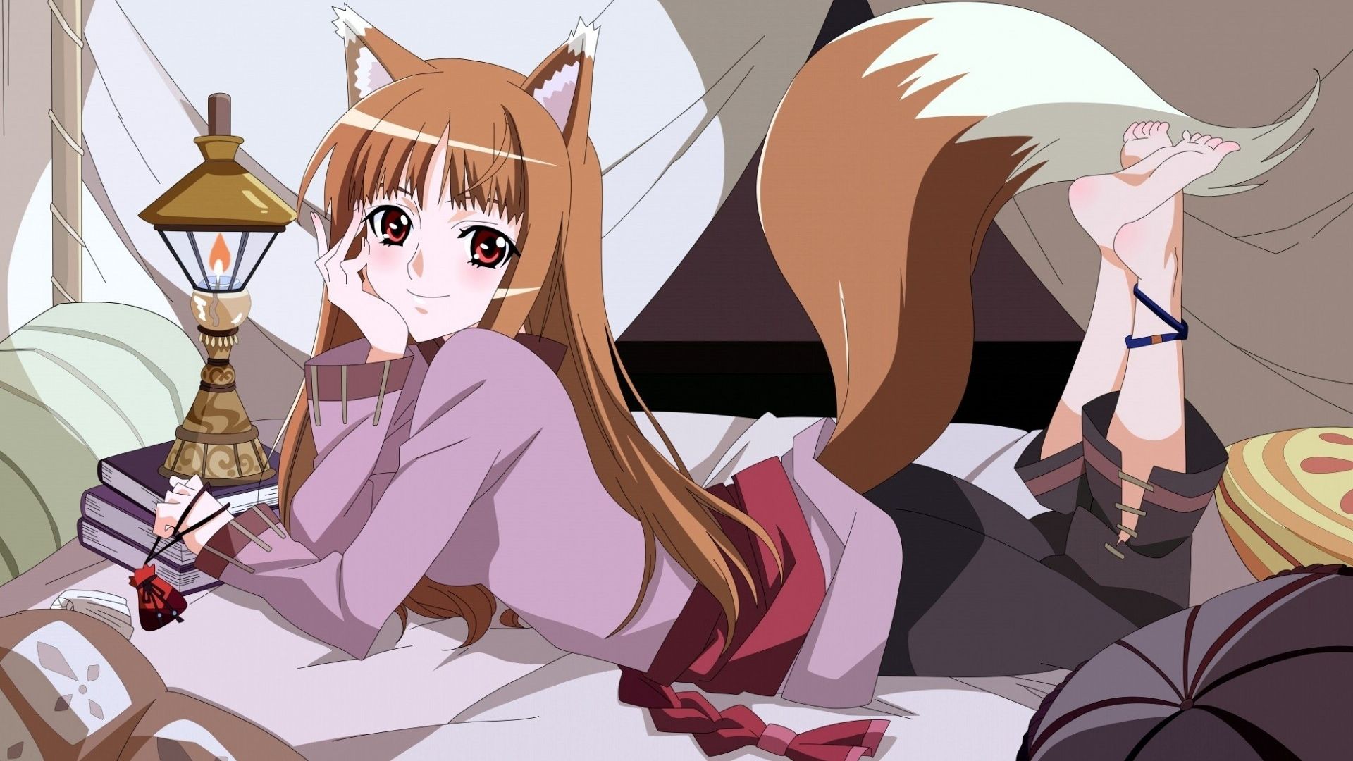 Wallpaper Spice and wolf anime girl