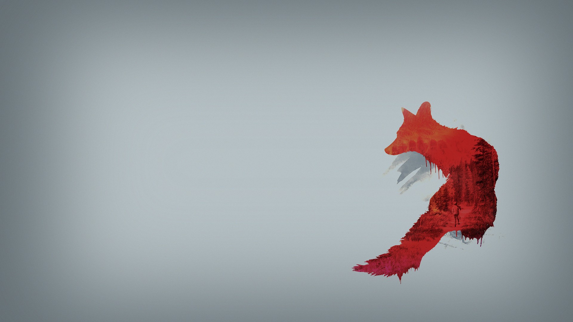 Wallpaper Red Fox, minimal artwork