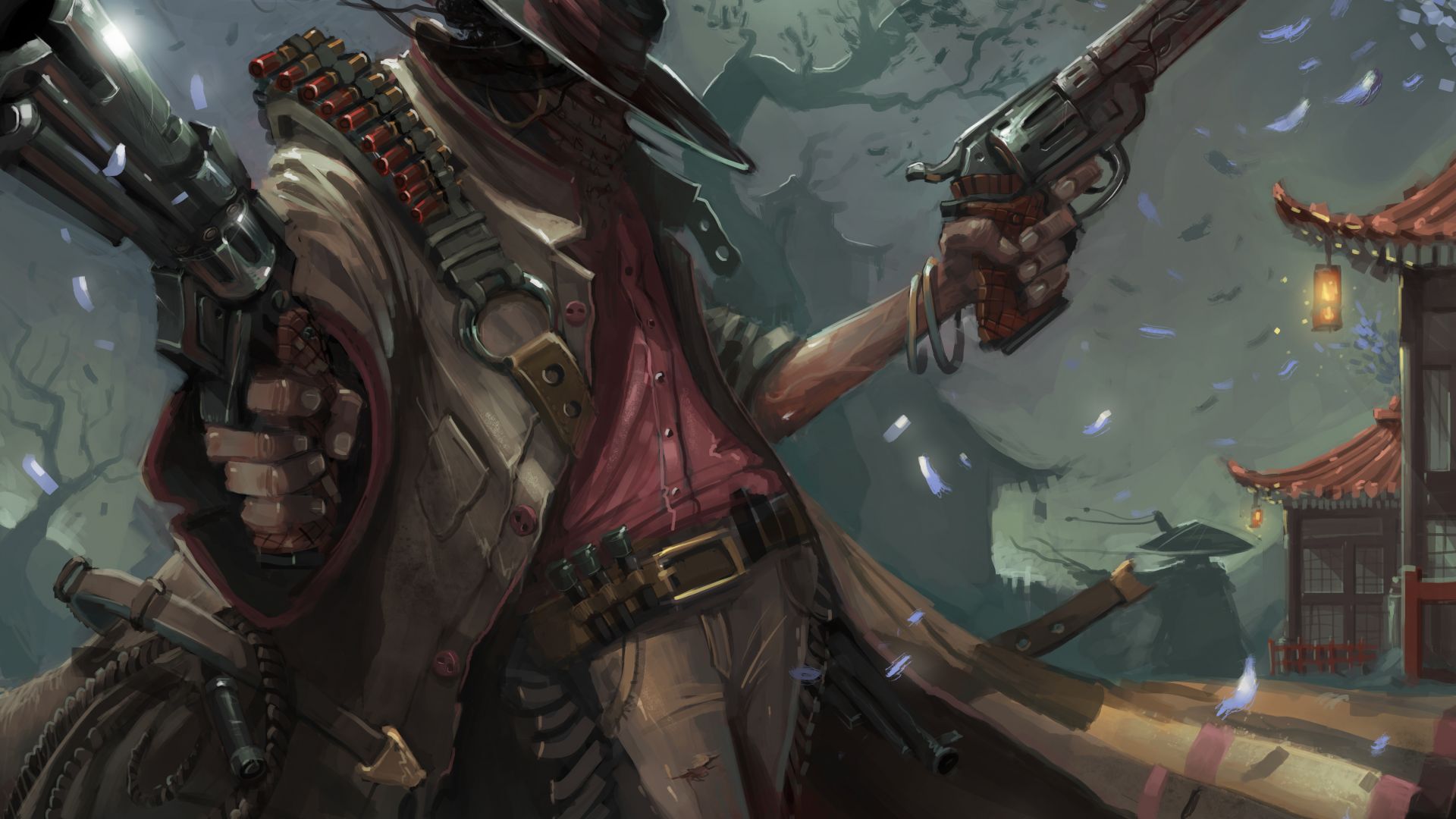 Wallpaper Cowboy, warrior, gun, hat, art