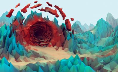 Low poly, cave artwork