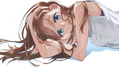 Cute anime girl, original, blonde, lying down