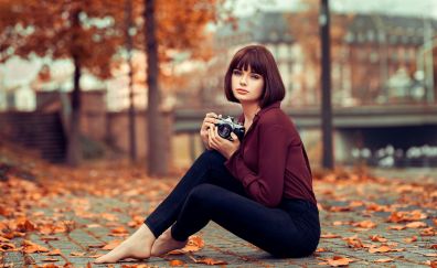 Autumn, woman, photography, outdoor