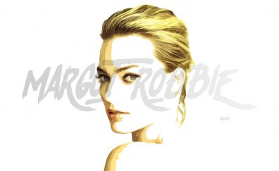 Margot Robbie, face, blonde, actress, art