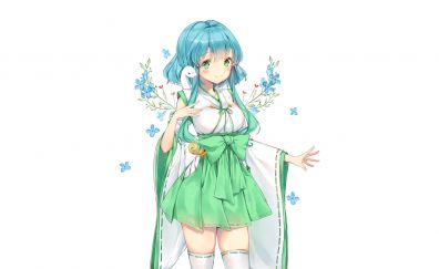 Anime girl, green clothing, original