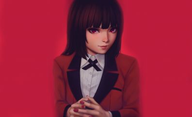 Red eyes, Yumeko Jabami, Kakegurui, anime girl
