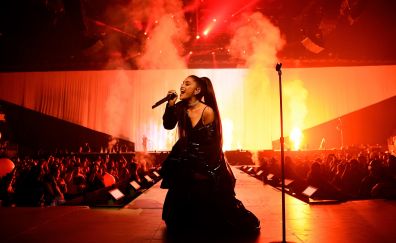 Ariana grande, live performance on stage, singing, 4k