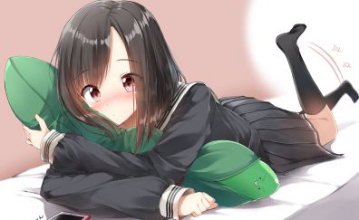School girl, lying down, cute anime