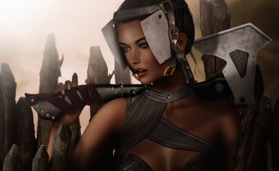 Fantasy girl, warrior, artwork