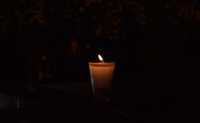 Candle, glass, dark, 5k