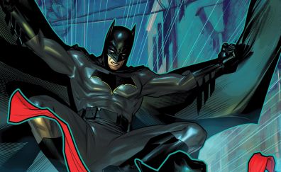 Batman, dark, rain, jump, comics