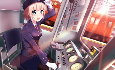 Train pilot, anime girl, original