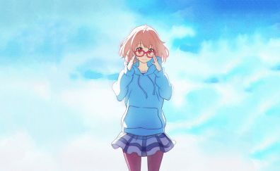 Cute anime, smile, Kyoukai no Kanata, Mirai Kuriyama, short hair