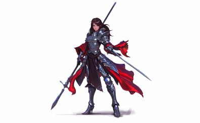 Girl warrior, anime, swords, original