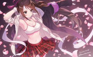 Long hair anime girl wearing clothes