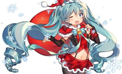 Anime girl. christmas, santa, hatsune miku