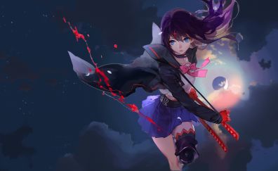 Katana, fight, anime girl, Ryūko Matoi