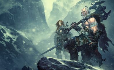 Diablo III, video game, barbarian, warrior, fan art