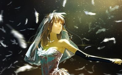 Anime girl, wedding dress, art, original