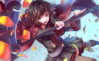 Fight, angry anime girl, RWBY, Ruby Rose