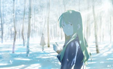 Anime girl, turning back, original, outdoor