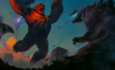 Godzilla vs. Kong, fight, artwork