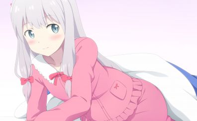 Sagiri Izumi in pink dress, cute, white hair