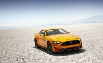 Yellow, Ford mustang, car, desert