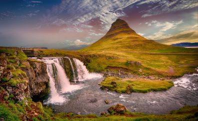 Nature, mountains, river, waterfall, landscape