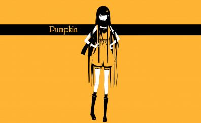 Pumpkin, minimal, original, anime girl, wink