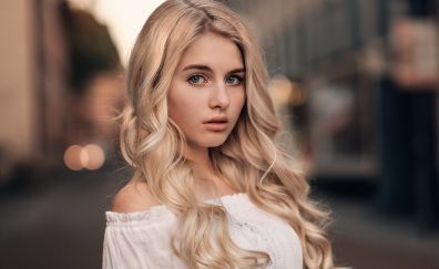 Blonde girl, street, outdoor, model