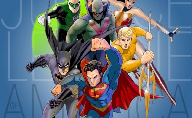Justice league, superhero, team, art, 4k