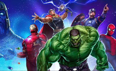 Marvel Puzzle Quest, video game, 2020, Hulk, Avengers, artwork