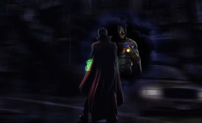 Batman with infinity gauntlet, doctor strange, crossover