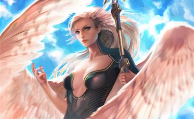Angel, girl warrior, wings, fantasy