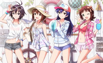 Cute anime girls, summer, fun