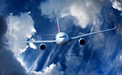 Clouds, sky, airplane, passenger plane