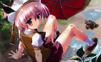 Fall down, original, anime girl, rain, umbrella