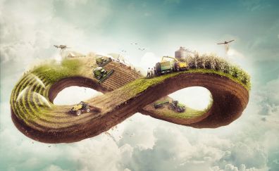 Modern agriculture, infinity, artwork, 4k