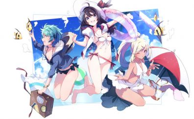 Summer, fun, original, anime girls