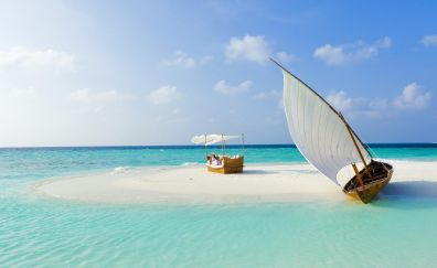 Maldives beach, island, beach, ship, holiday